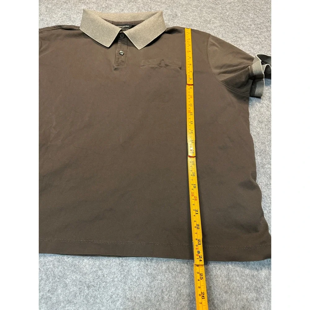 Banana Republic Luxe Touch Performance Polo XL Brown Solid Cotton Short Sleeve
